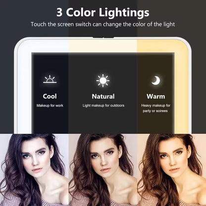 LED Fold-able Travel Mirror, 3 Colors Light Modes